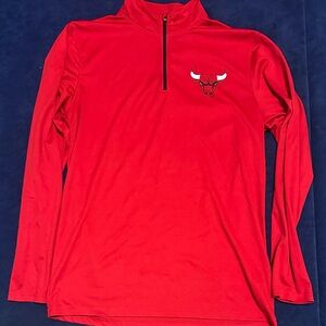 Chicago Bulls Red Ultra GAME 1/4 Zip Pullover Tech Long Sleeve Shirt Men's Med